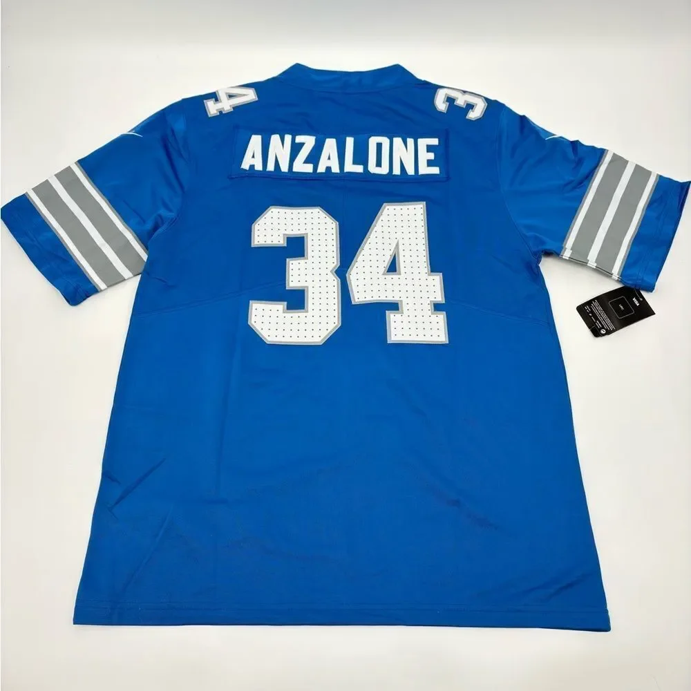 New | Nike Anzalone Detroit lions Football Jersey with Silver Accents | large